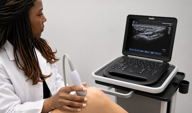 Student getting ultrasound