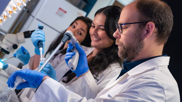 NSU scientists working in the lab