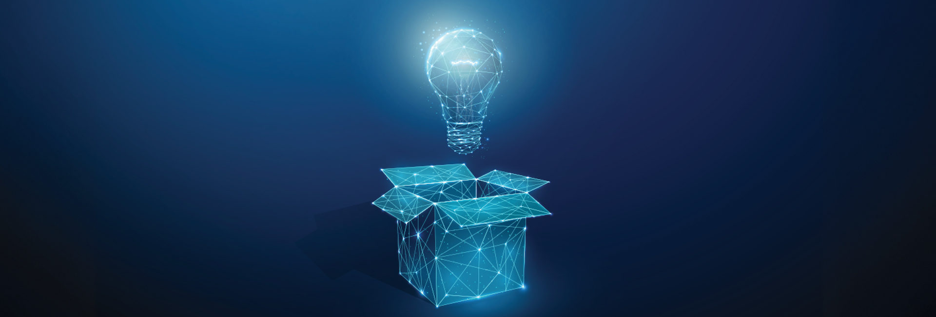 Abstract open box with light bulb