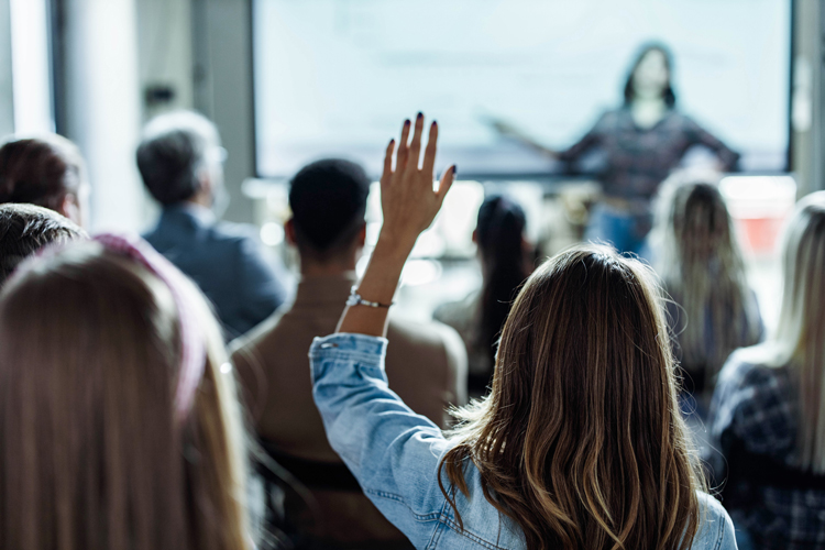 Frequently ask questions person raising hand