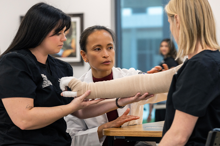 Occupational therapist teaching students