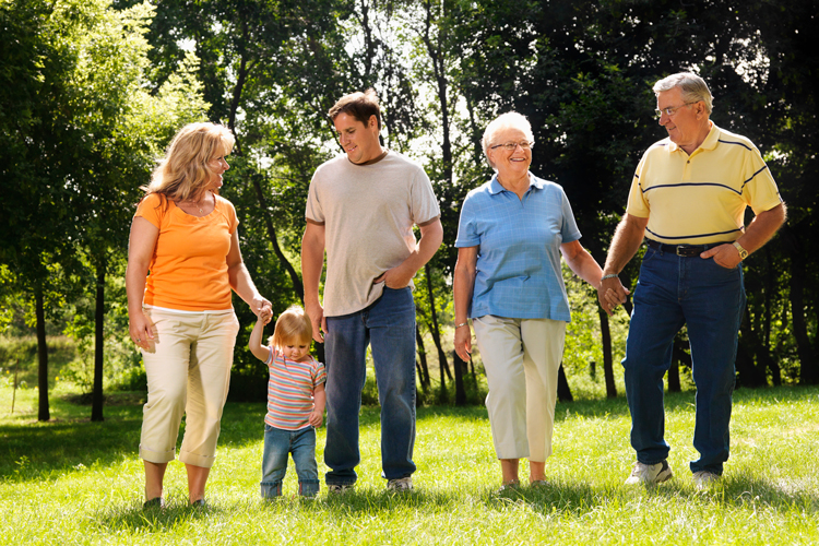 Family together at park