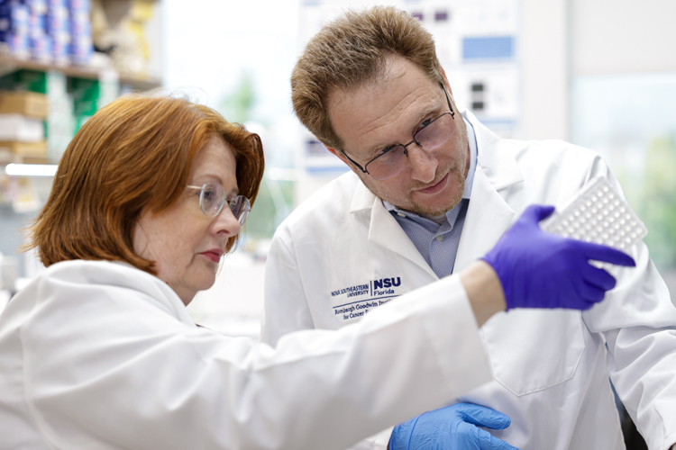 Jean Latimer at the lab working