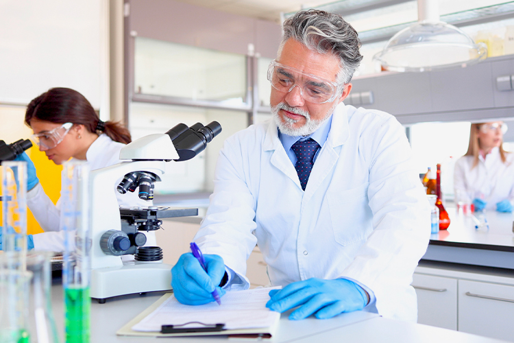 Scientist working with his team in a laboratory