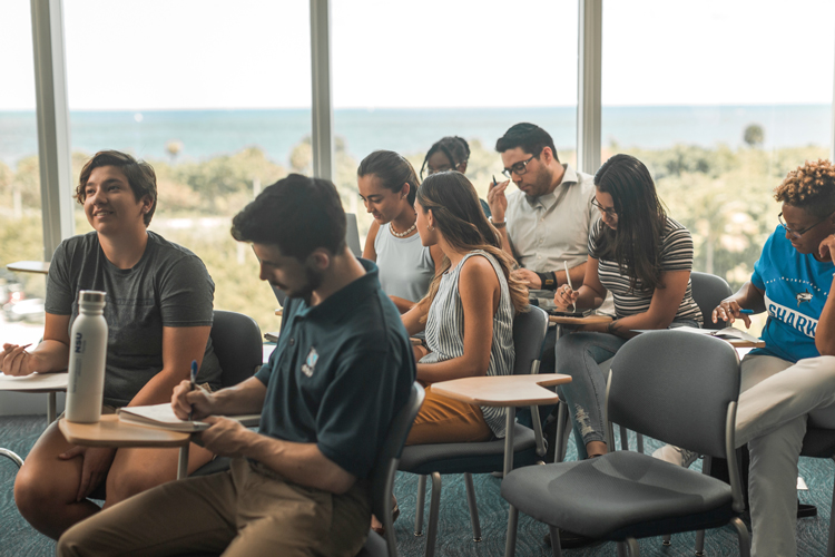 Students in class financial training