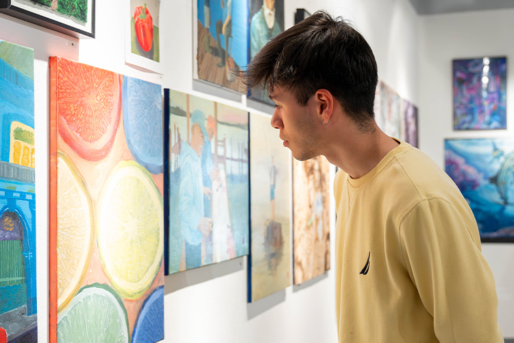 NSU student at an art gallery