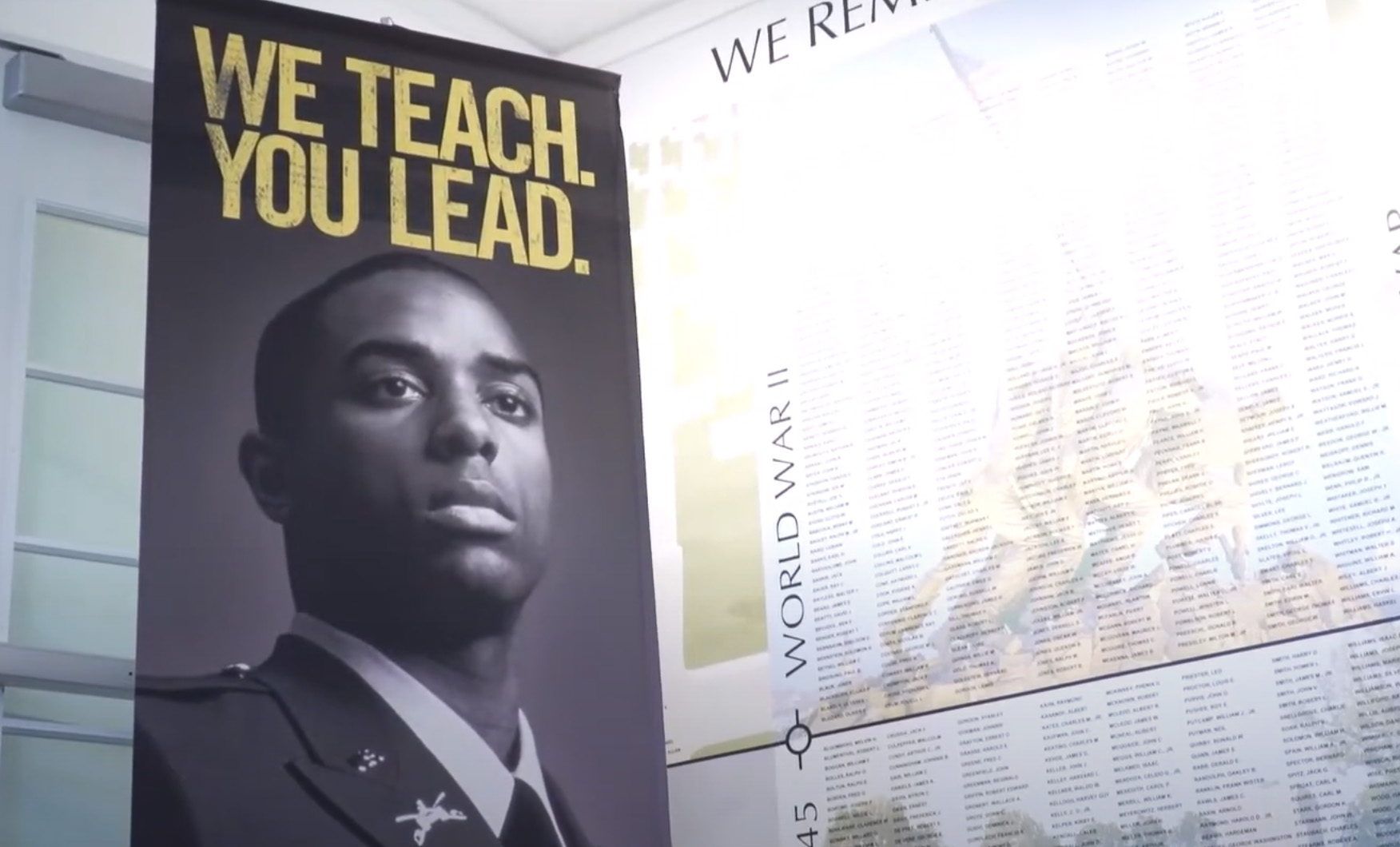poster of man in uniform reads we teach you lead