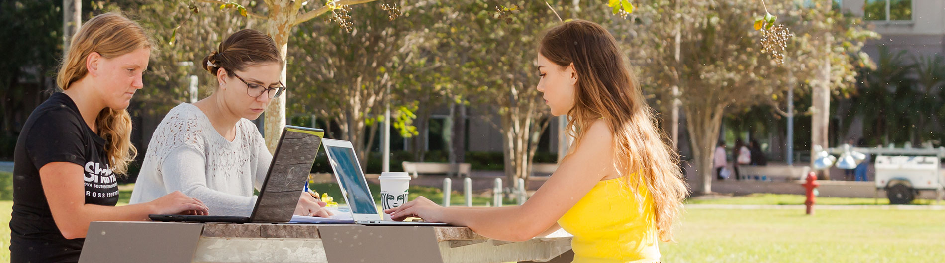 rotc students studying outside