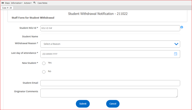 screenshot student withdrawal notification