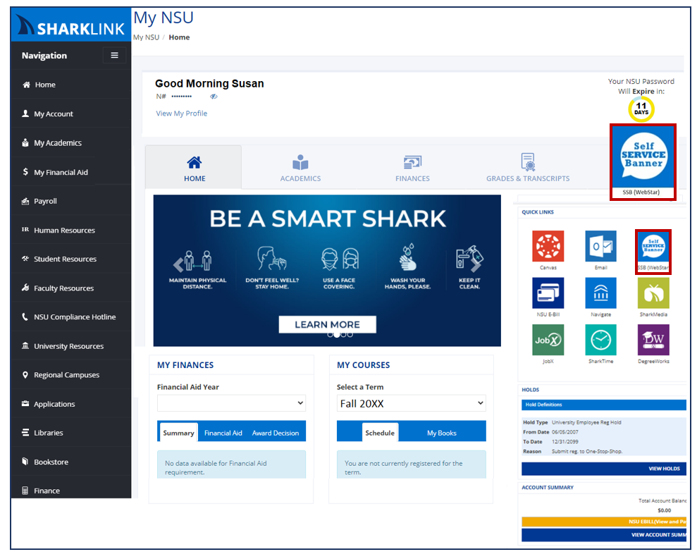 SharkLink Home Page