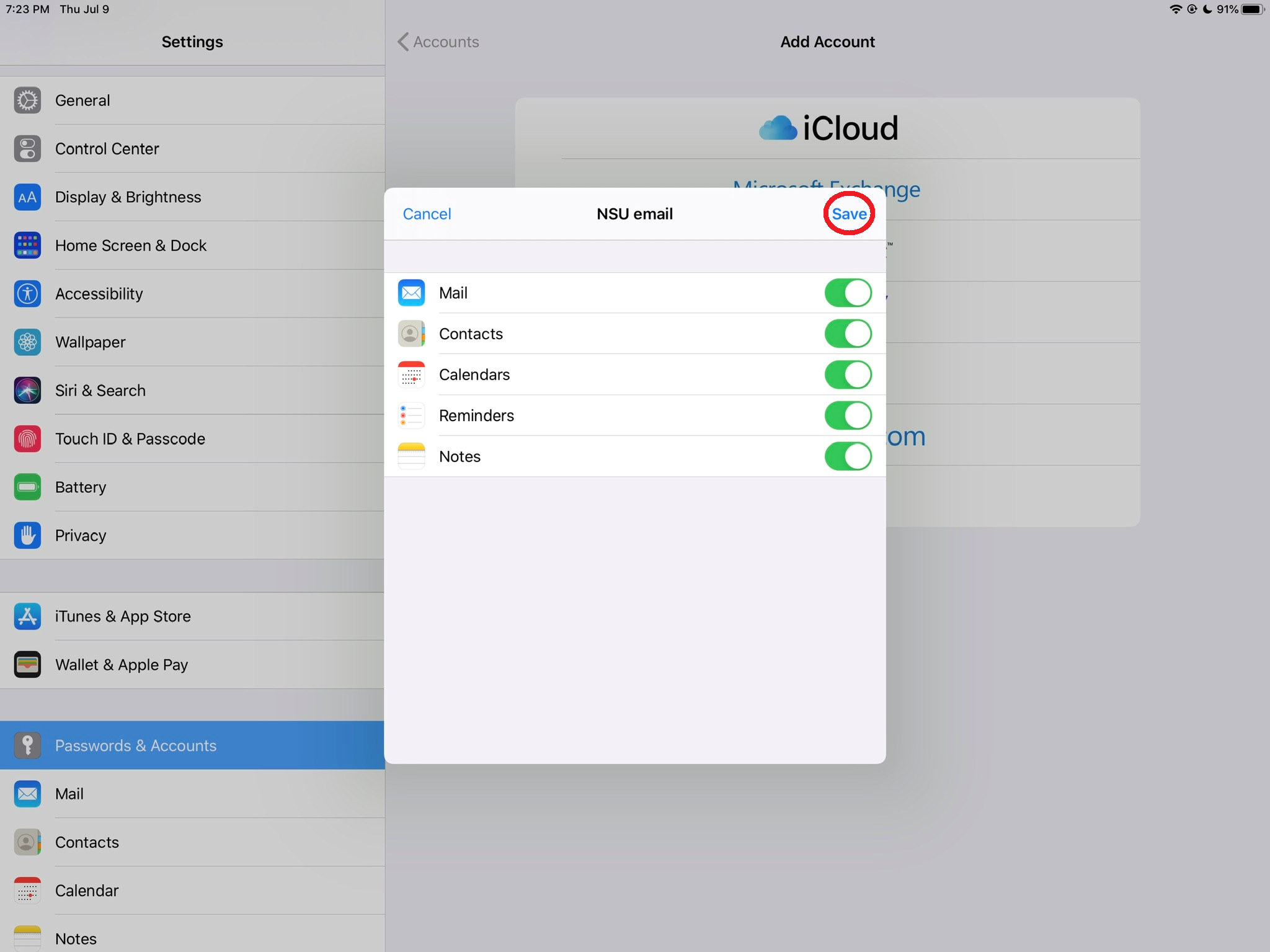 Screenshot of verification settings