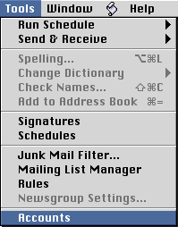 Mac Outlook Express Tools Menu