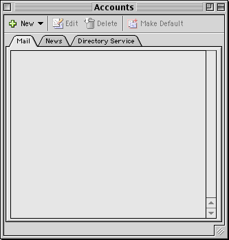 Mac Outlook Express Accounts screen