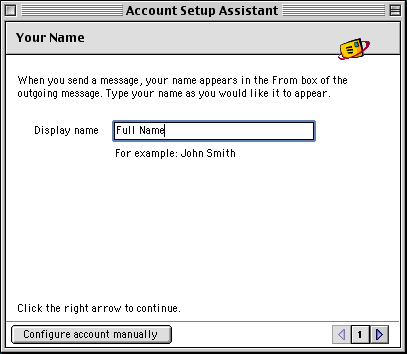 Mac Outlook Express Account Setup Assistant screen