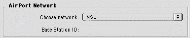 AirPort Network menu screen