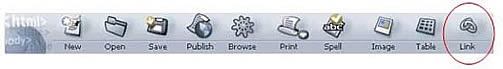 Netscape Composer Link Icon on Toolbar