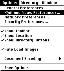Netscape Communicator for MAC Options Menu