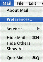 Mac OS X Mail Preferences Menu