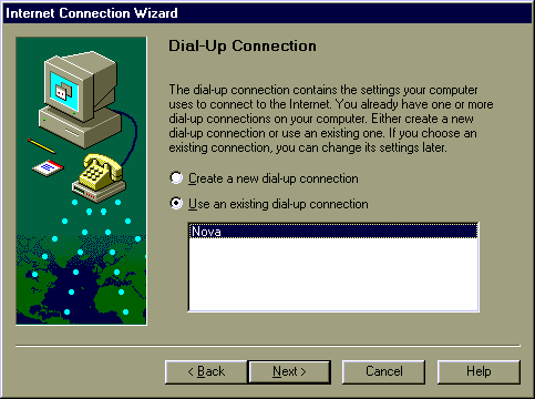 Outlook Dial-Up Connection screen
