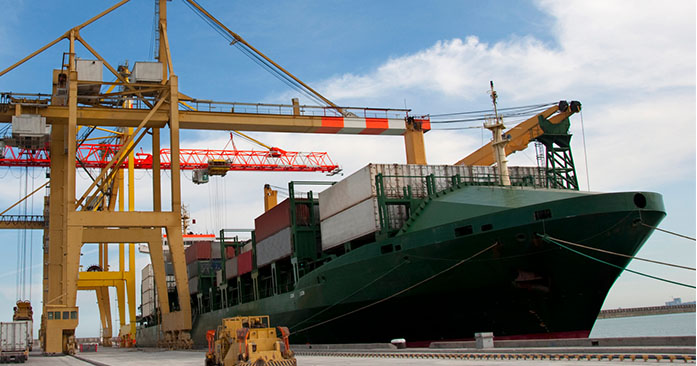 Photo of a ship decked at port