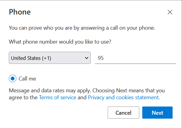 Phone authorization screen