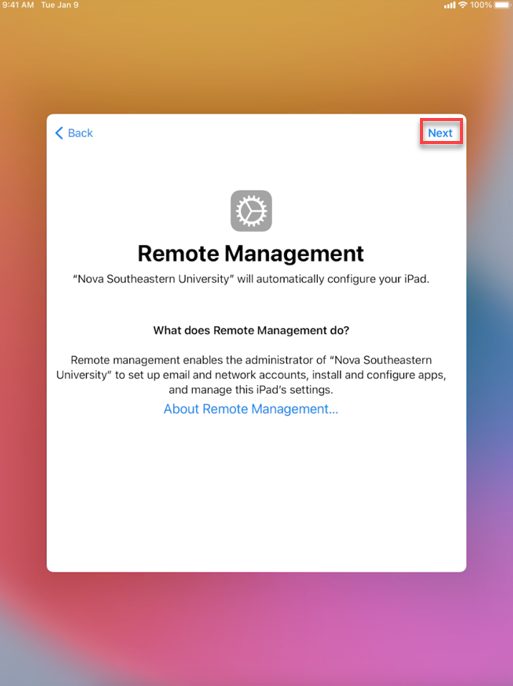 Remote management screenshot