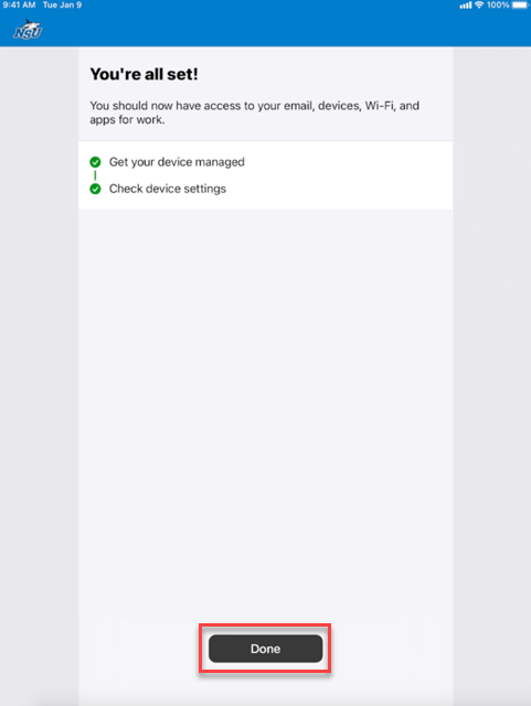 You are all set message