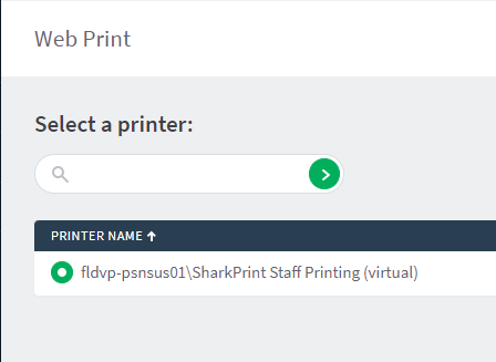 Select a printer screenshot