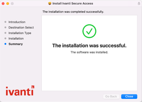 Installation was successful screenshot