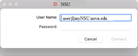 Enter NOVA email and password screenshot