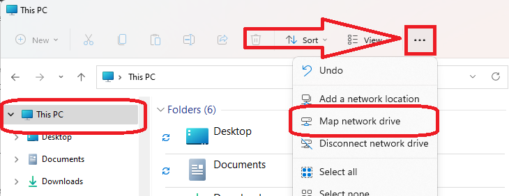 Map network drive selection