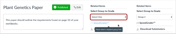 New Gradebook Assignment Group Selection