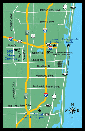 Map to NSU Main Campus in Ft. Lauderdale, FL