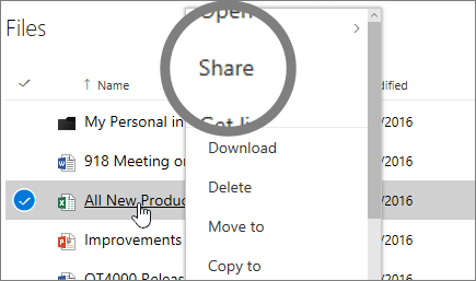 Share a file in the OneDrive web app