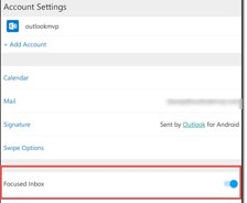 Focused Inbox Outlook Android Settings