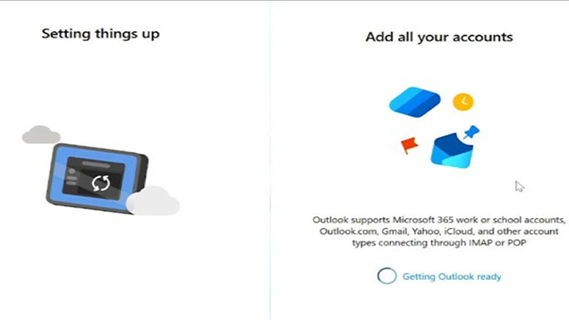 outlook setup screen