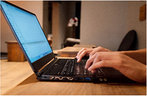 using a laptop