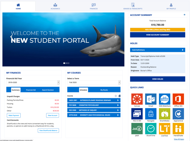 SharkLink New Student Portal 
